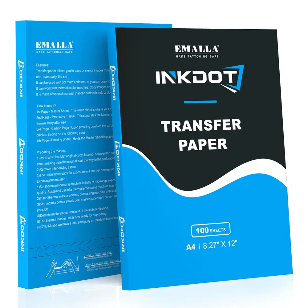 100pcs EMALLA INKDOT Tattoo Transfer Papers A4 Size Tattoo Thermal Copier Stencil Papers for Tattoo Transfer Machine Accessories