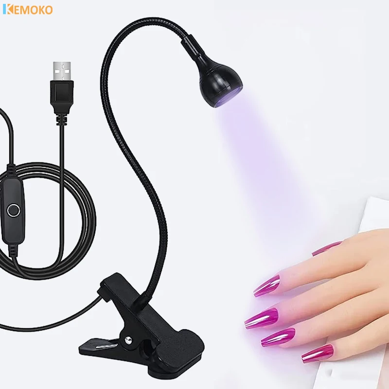 Paars Licht Hoge Kwaliteit Manicure UV-Lijm Uithardende Lamp Multifunctioneel Met Clip En Schakelaar Usb Lamp Één Lamp Multifunctioneel