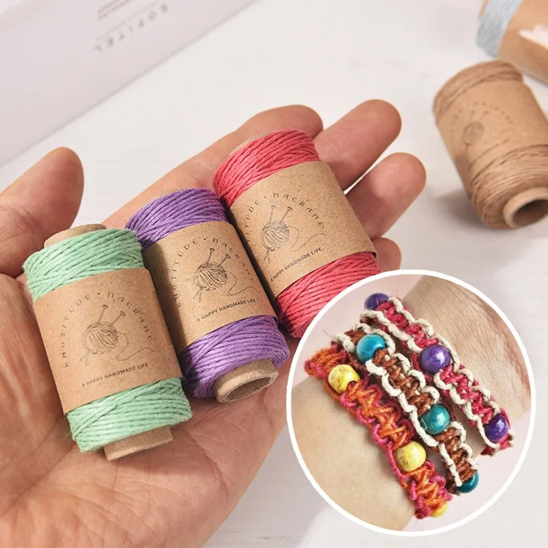 0.8mm Colorful Core‑Spun Cotton Rope Linen Thread 50 Meters Hand‑Knitting Cord for DIY Crochet Bag Handmade Craft Supplies