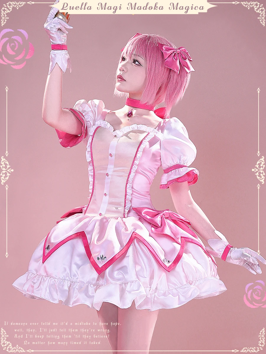 COS-HoHo Anime Puella Magi Madoka Magica Kaname Madoka Lolita Kleid Schöne Uniform Cosplay Kostüm Halloween Party Outfit Frauen