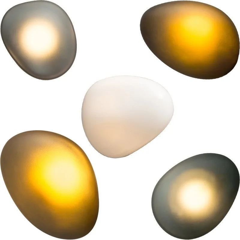 Simple Color Glass Pebble Wall Light Nordic Room Decoration Living Room Bedroom Wall Lamp LED Source Atmosphere Luster Lighting