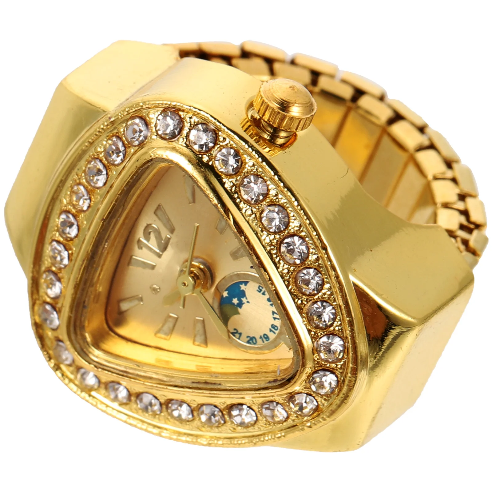 

Mini Finger Watch Ring Watch Unique Dial Design Style Durable Glass Stainless Steel Casual Finger Jewelry