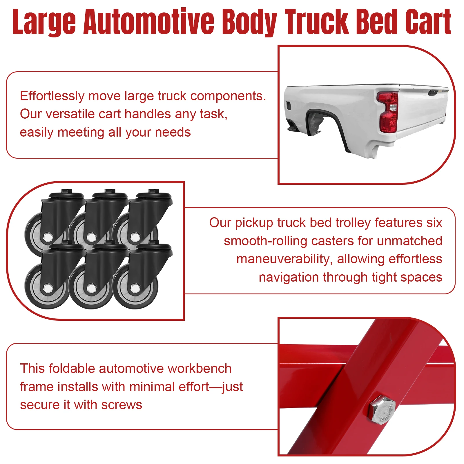 

Универсальная тележка для кузовных работ с 6 колесами, съемная платформа для перевозки автомобилей, грузоподъемность 800 фунтов, для хранения и использования в мастерских
