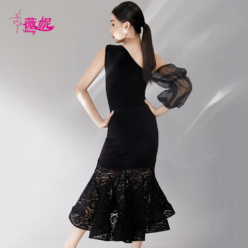 مجموعة Vennystyle Modern Dance مكونة من قطعتين للفتيات، تنورة الفالس غير المتماثلة، ملابس قاعة الرقص القياسية #4