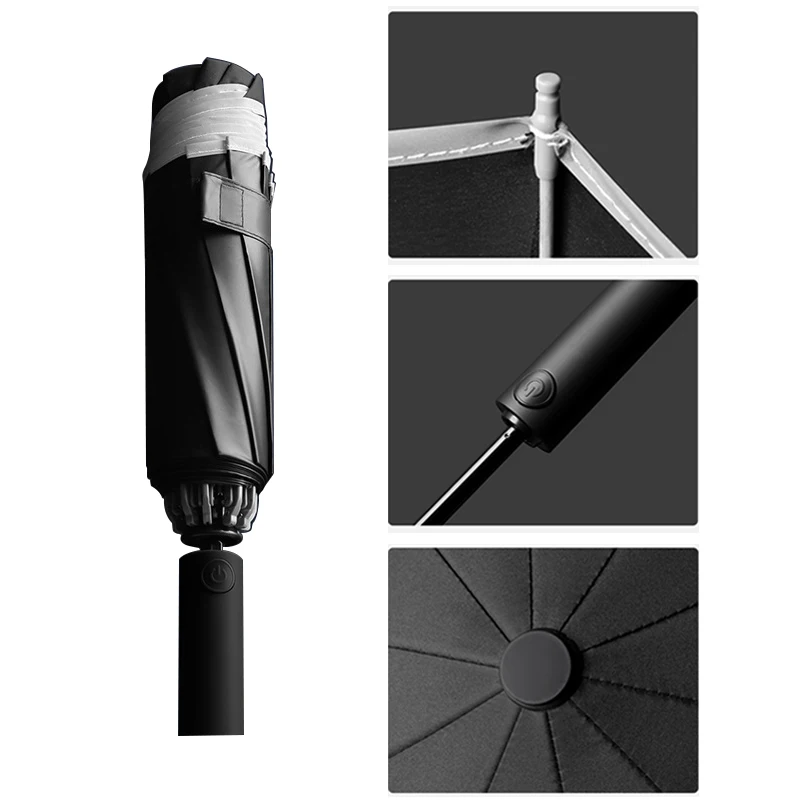 Large 125CM Automatic Folding Umbrella for Men Waterproof Windproof Strong Safety Reflective Reinforced Golf Big UV Umbrellas