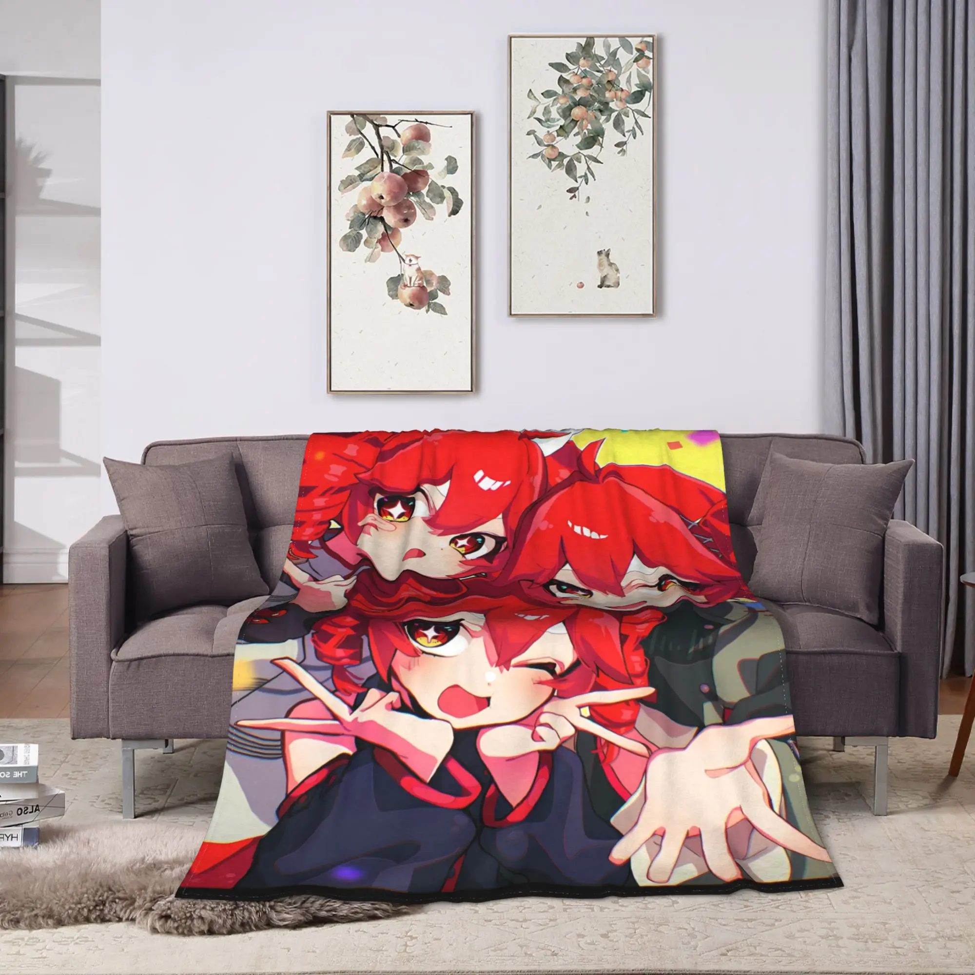 Super Soft Blanket Travel Office Kasane Teto Twin Group Anime Bedding Throws  Flannel Bedspread For Living Room Sofa Bed Cover