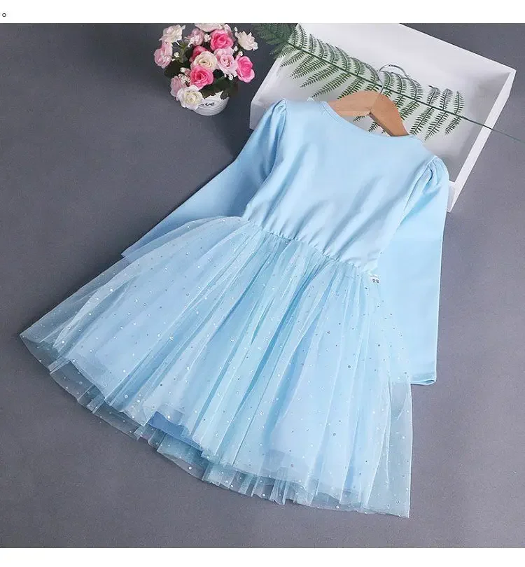 Disney Fall Dress for Girls Costume Frozen Elsa Dresses Birthday Party Long Sleeve Princess Teen Children Party Clothes Vestidos