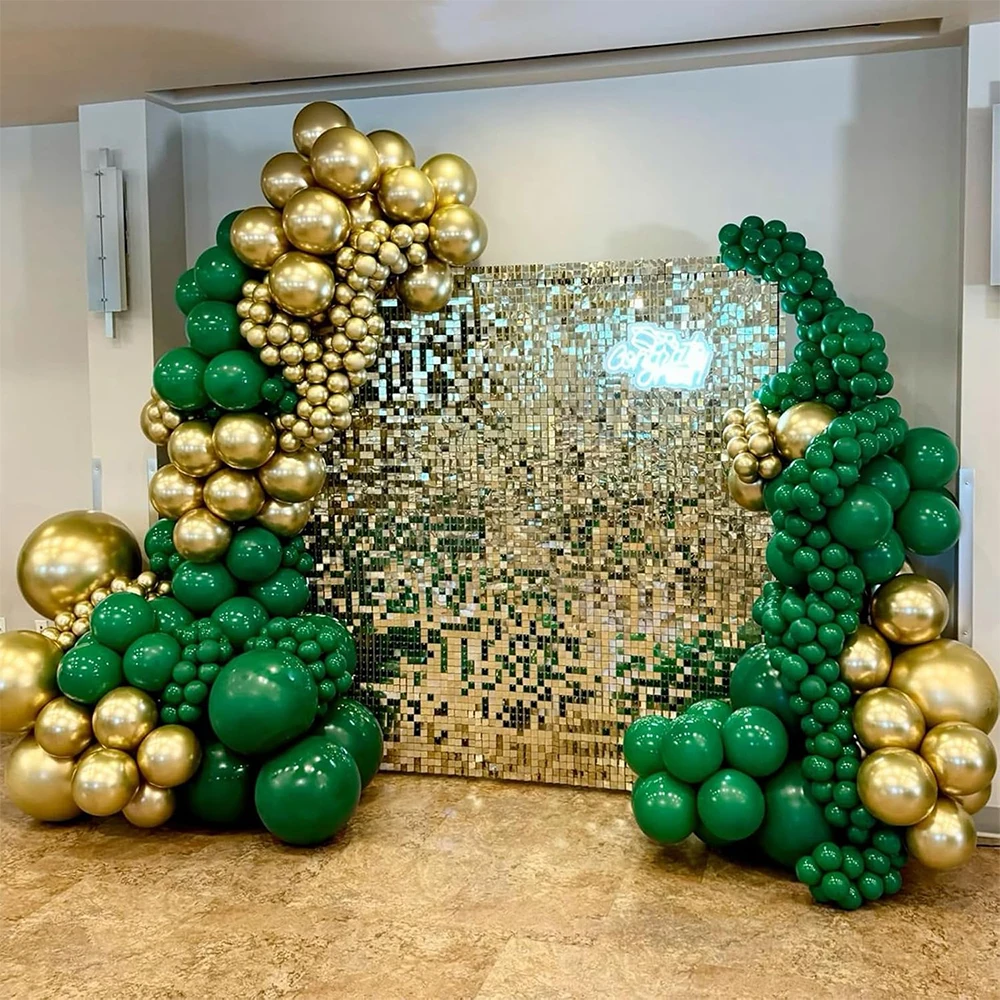 Green and gold latex balloon arch kit, birthday, holiday, wedding, party , anniversaries, bridal showers, Christmas,decoration