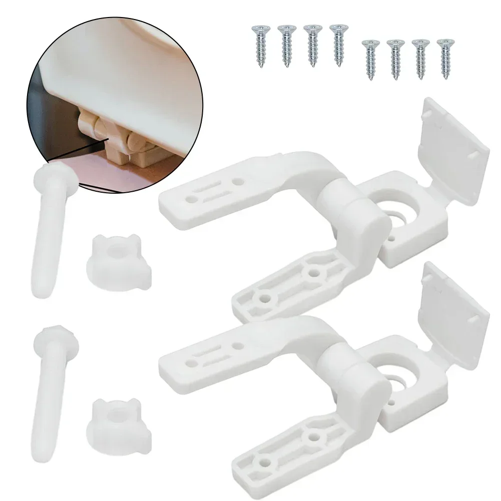 1 مجموعة الأبيض البلاستيك غطاء مقعد المفصلي استبدال مع البراغي المكسرات المرحاض المفصلي غطاء المرحاض حلقة غطاء اتصال أجزاء مكون