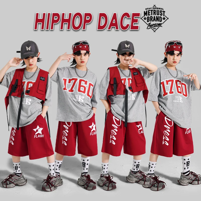 ガールズボーイズヒップホップ服社交ダンス衣装子供ジャズ服オーバーサイズ Tシャツ Teeange ストリートダンスショーツ衣装