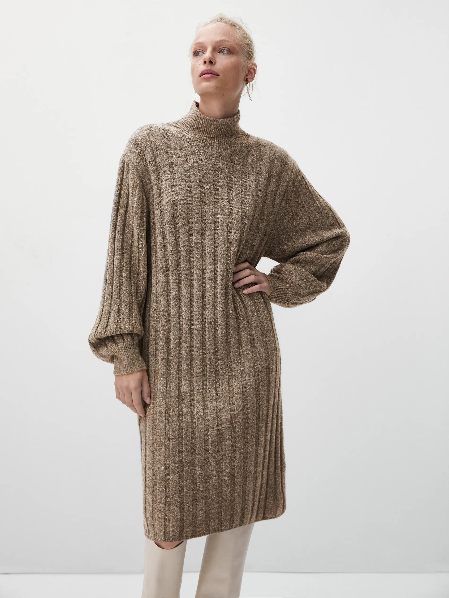 

Ethereal MD 2025 massidutti winter new style of Ladies' casual and fashionable wide ribbed knitted dress