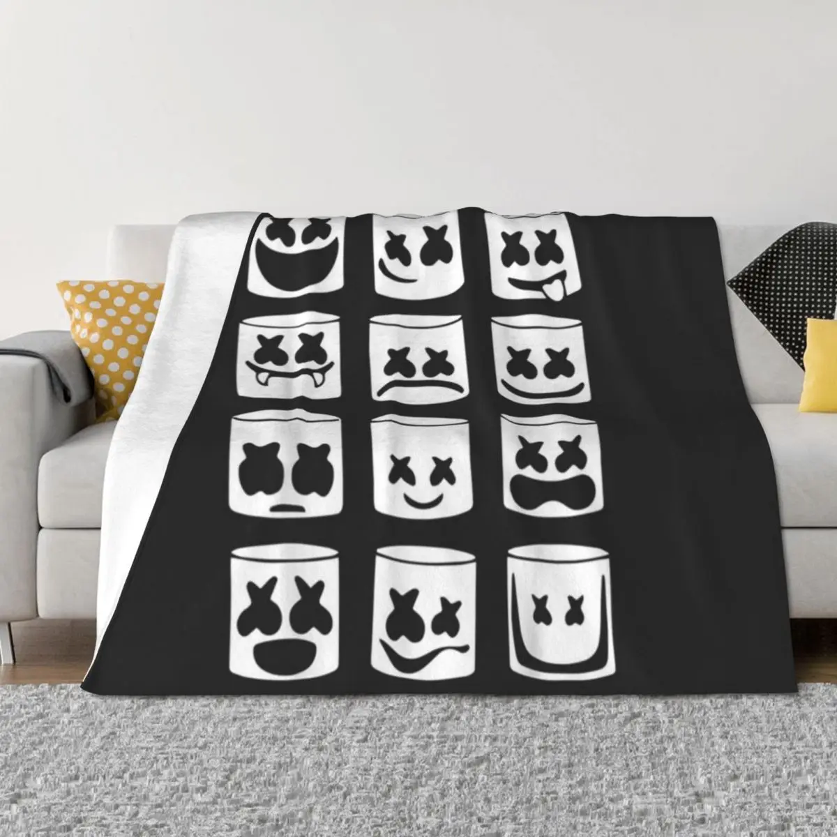 Marhmello DJ EMD Throw Blanket Picnic Decorative Throw Furry Comforter Blankets