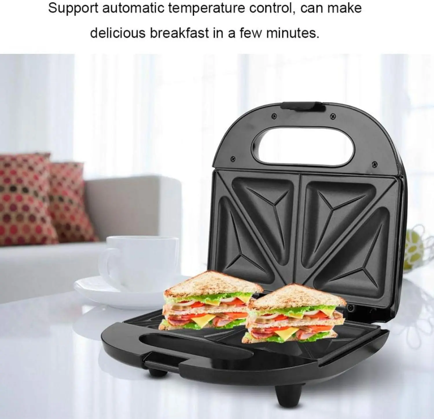 Máquina para hacer sándwiches pequeña, tostadora de sándwich multifunción para el hogar, bandeja eléctrica para hornear, máquina para hacer desayuno de 220V, máquina de cocina A