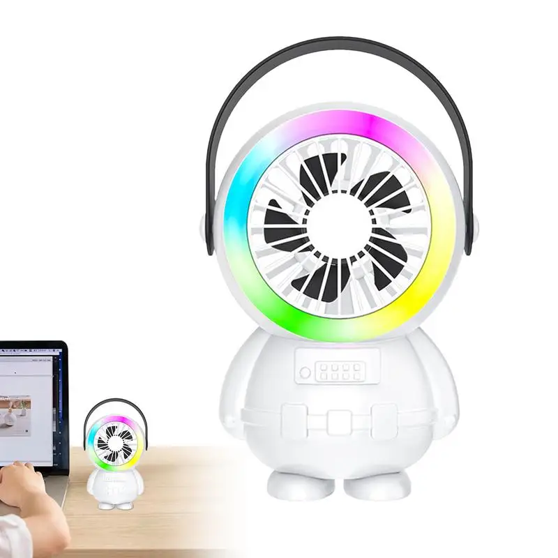 

Astronaut Desk Fan Rechargeable Cooling Personal Fan Personal Mini Fan Efficient Cooling Colorful Strong Wind Desk Travel Fan