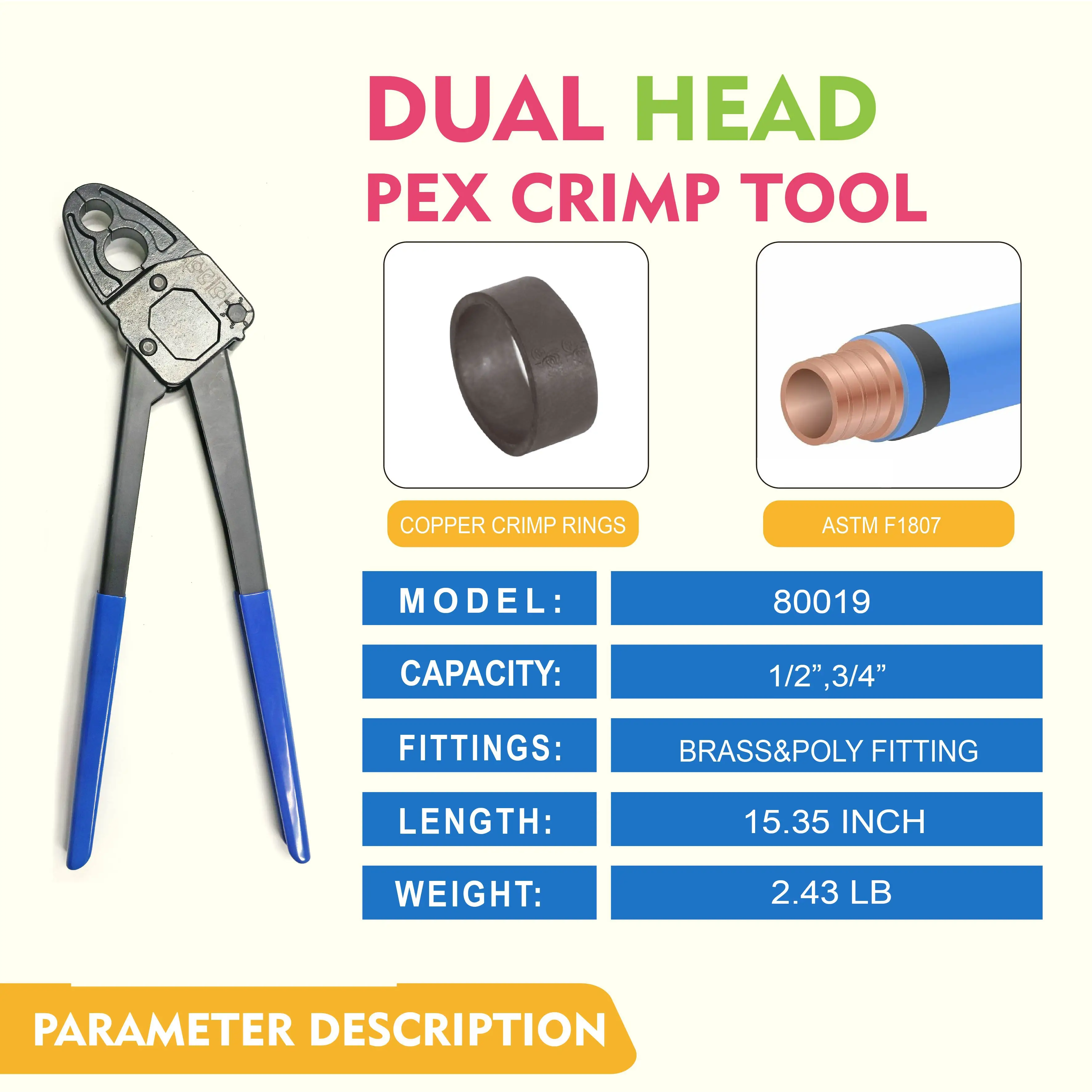 TIGER TEETH Durable Crimping Tool Kit for 1/2