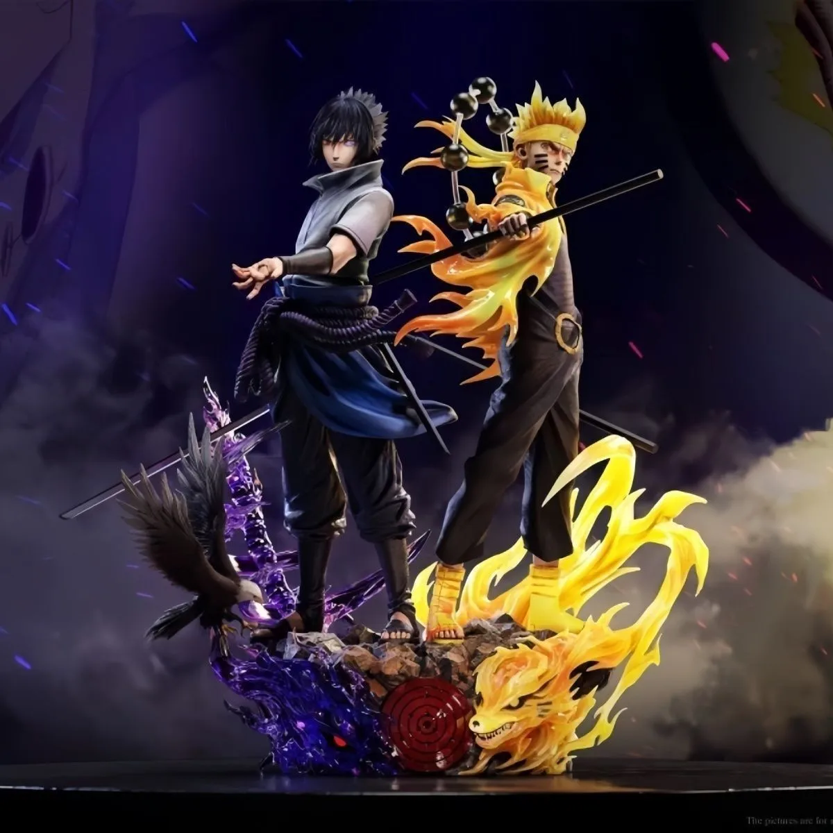 38 cm Naruto Shippuden Anime Figurine Naruto Uzumaki Sasuke Uchiha Figurine modèle jouet PVC Statue poupée Collection cadeau