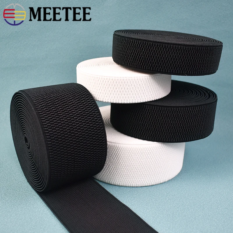 

2/5Meters Meetee 25-100mm Rubber Elastic Band for Waistband Belt 2.2mm Thick Stretch Webbing Tape DIY Garment Sewing Accessories