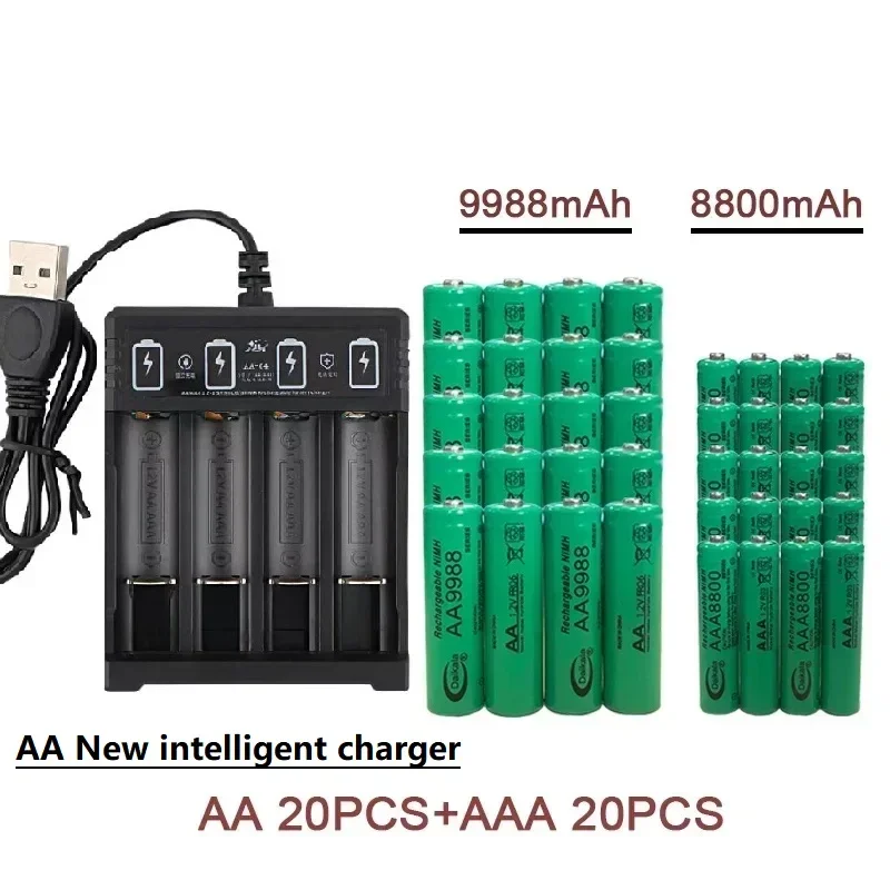 1.2V AA+AAA NI MH Rechargeable AA Battery AAA Alkaline 9988-8800mah for Flashlights, Toys, Clocks, MP3 Players, and USBChargers