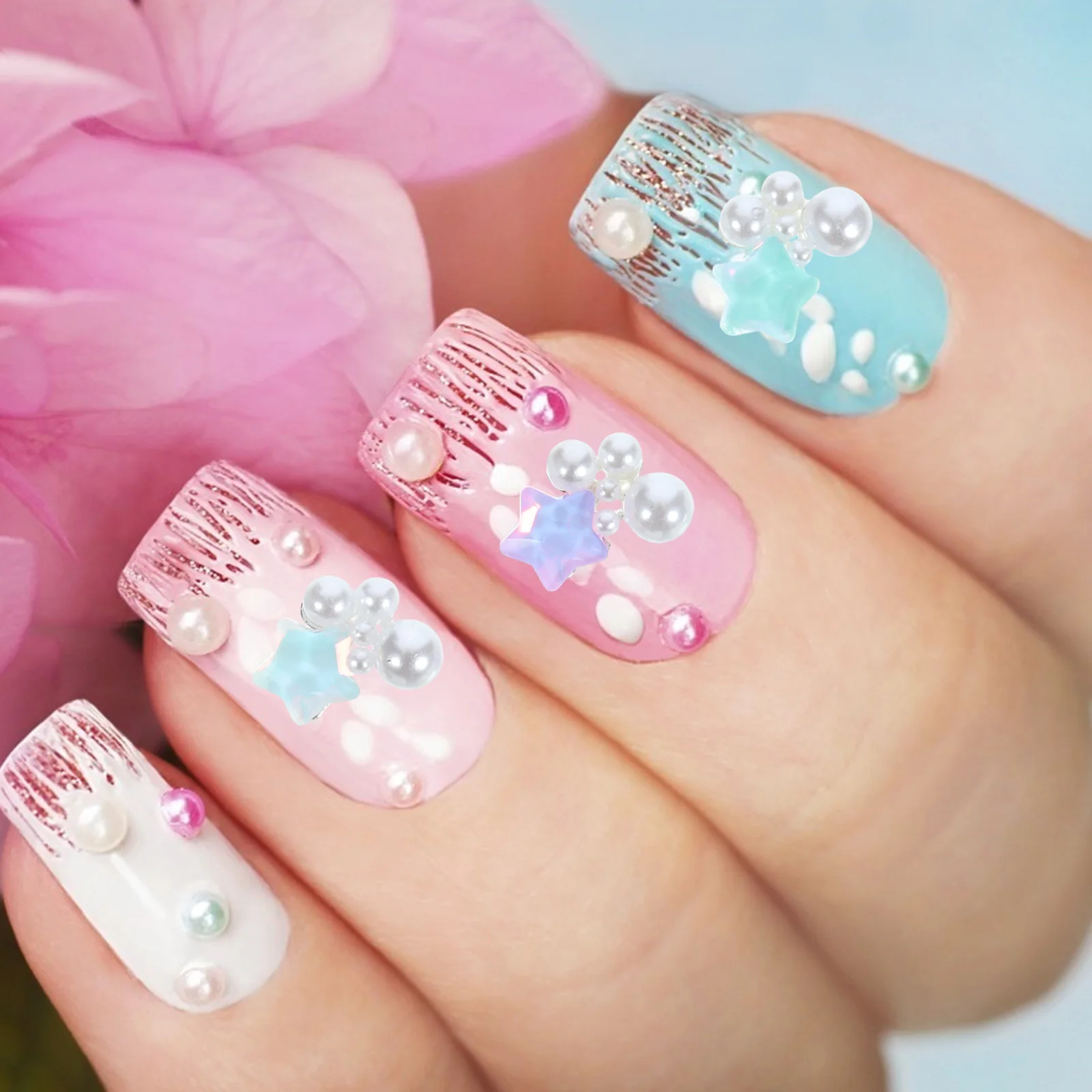 

30pcs Star Pearl Nail Decorations Elegant Gems for Fake Nails Manicure Accessories Long Lasting Supplies DIY Charms