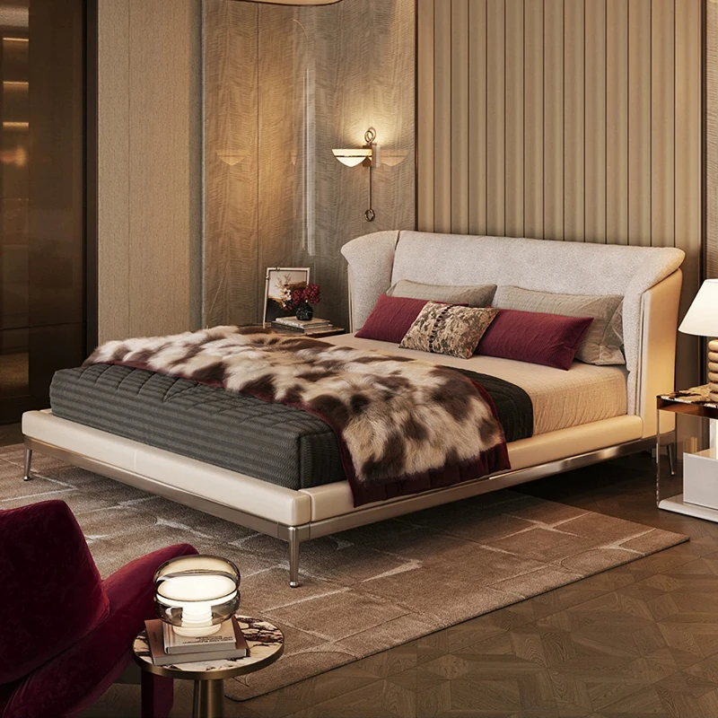 200x220cm Italian Luxury Bedroom Beds And Bed Frames King Size Queen Bed 2 People Headboard High-end Cama Casal Hotel Furniture