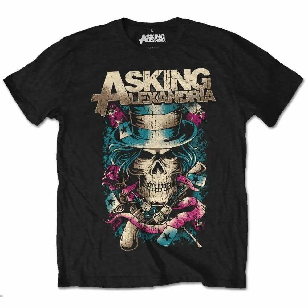 Asking Alexandria Hat Skull Official Tee T-Shirt Mens Unisex