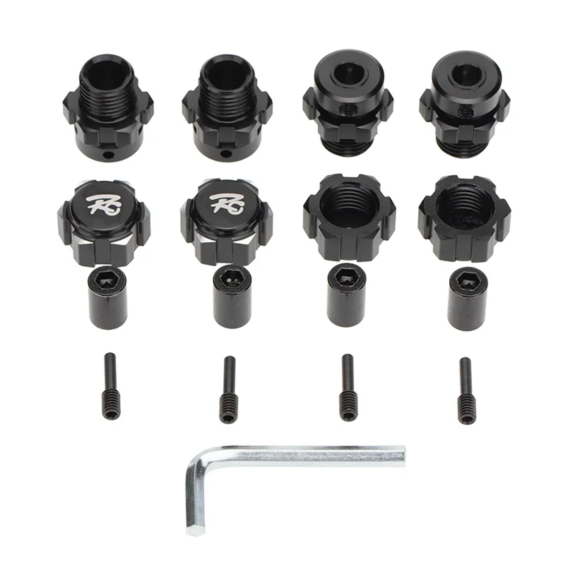 BEDW-8Pcs 17Mm Hex Nuts Adapter Splined Wheel Hubs Extension Combiner For 1/10 Traxxas E-REVO SUMMIT RC Car Parts,Black