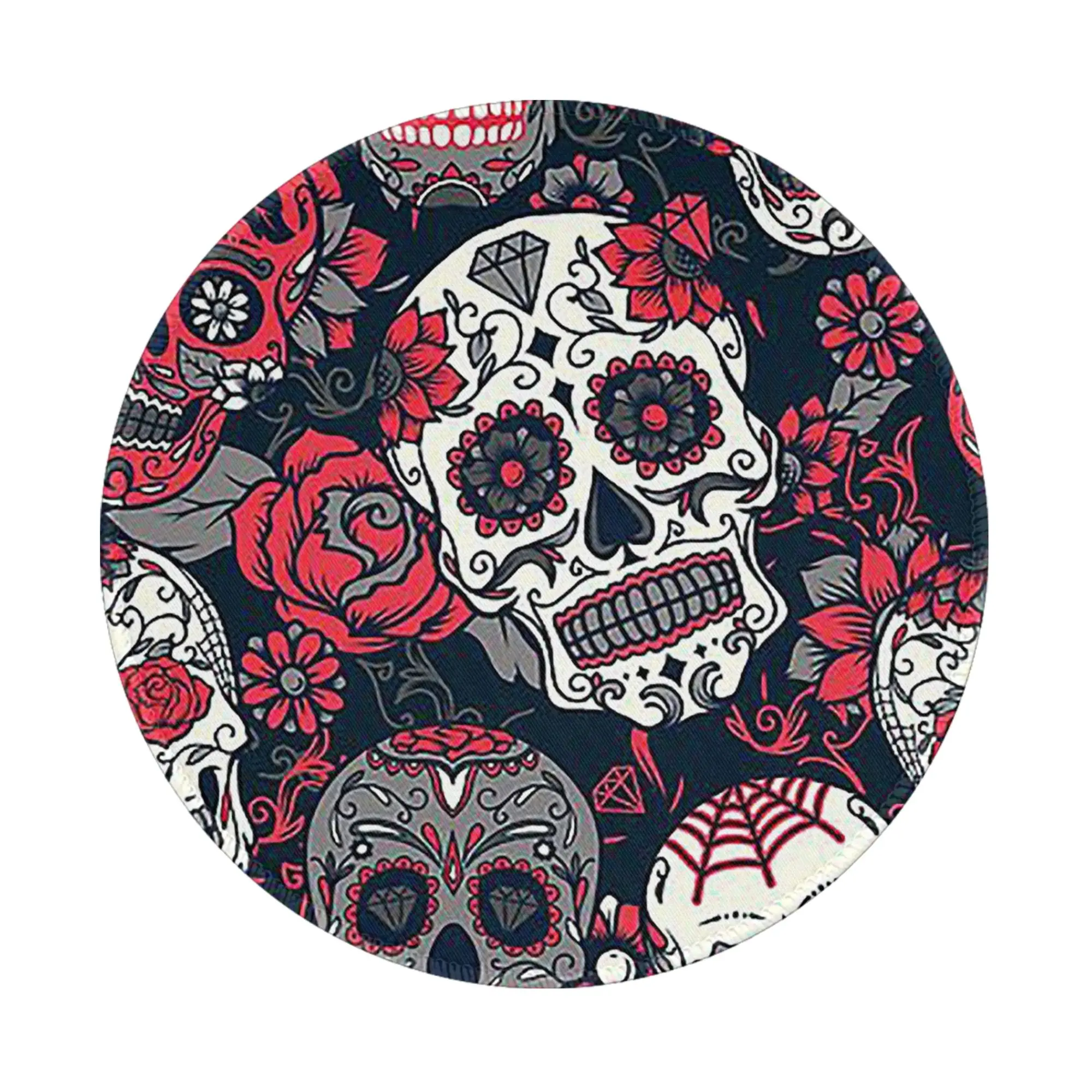Sugar Skull Pattern Red Mouse Pad Computer Keyboard Mouse Mat Gaming PC Laptop Desk Mat Office Accessories Table Mats