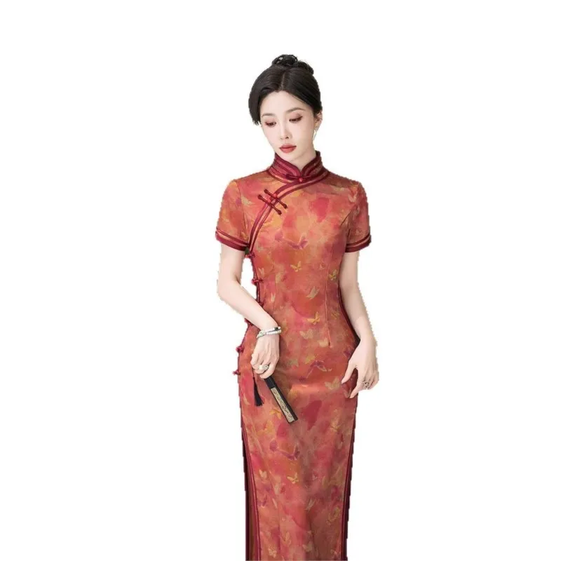 شيونغسام الإناث الصينية الجديدة الشعور اليومي فستان على الطراز الوطني مزاجه طويل