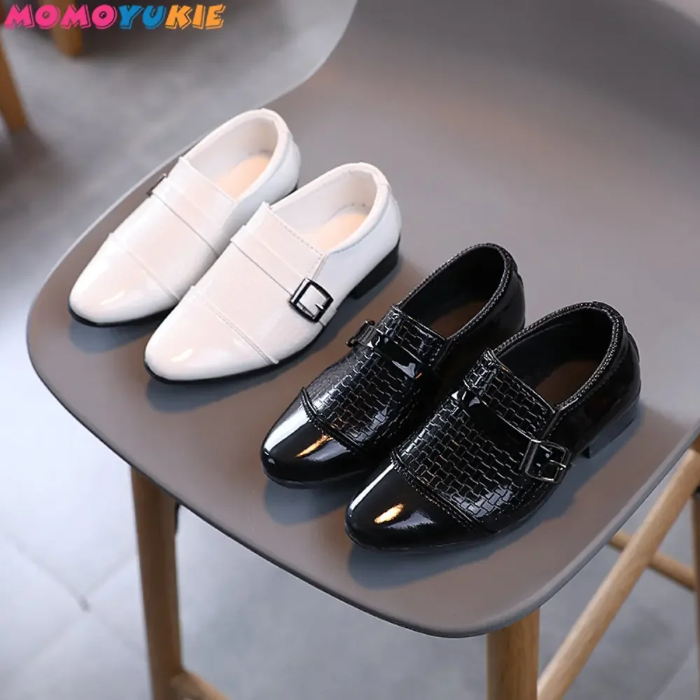 

2025 Spring Autumn Shoes Kids Patent Leather Girls Boys Toddler Shoes Children Fashion Platform Party Solid Slip-on Shoes Flats