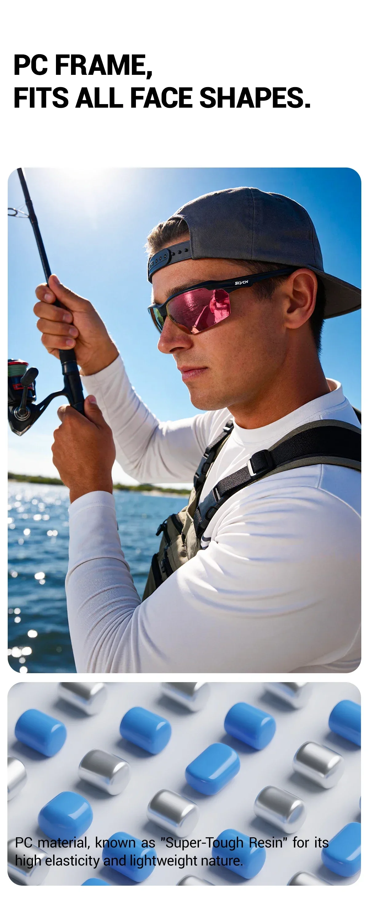 SCVCN Stylische Lauf-, Wander-, Radfahr- und MTB-Sonnenbrille, Outdoor-Sportbrille, Pickleball-Brille, HD-Polarisierte Angelbrille, Blendschutz-Sonnenbrille – Detail 13