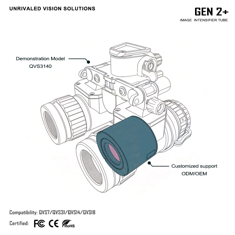 QCNV MX10160 GEN2+ FOM1200 to 1400 White P45 Nonautogate Image Intensifier Tube for PVS14/ PVS31/GPNVG18 Night Vision Goggles - view 4