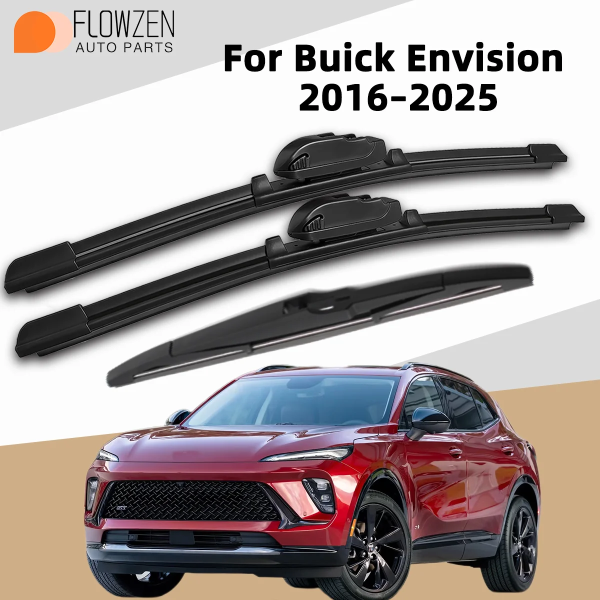 FLOWZEN 3PCS Wiper Blades For Buick Envision 2016–2025 Year's Front Windshield Silent Wiper Car Accessories