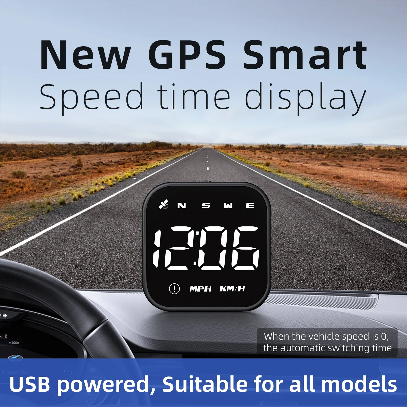 Universal Car Mini HUD G4S GPS Head Up Display Auto Digital KMH/MPH Speedometer Black / Green Font Speed Board  Projection