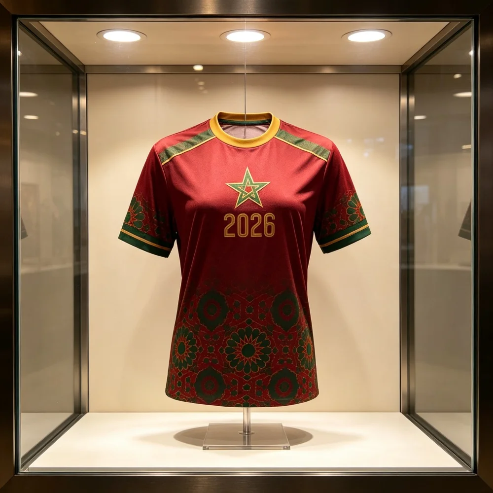 Y2k Summer Morocco 2026 Pentagram Floral Geometric Soccer Jersey Oversized Quick Dry Breathable Hot Sale Family Kids Tees