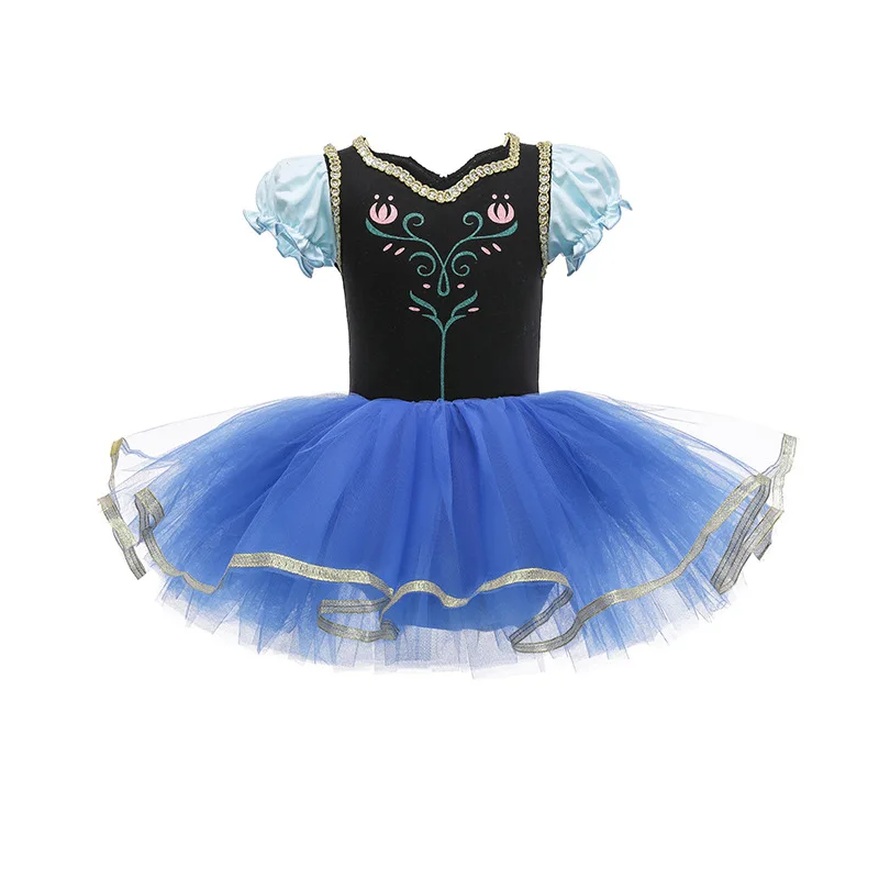 Summer Kids Girl Coaplay  Dress June 1st Children Performance Princess Anna Dresses Ballet Dance Halloween Clothing K2021