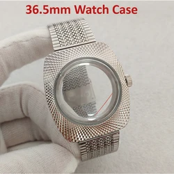 New 36.5mm Watch Case+Watch Strap Polished Bird's Nest Design Watch Case Modification Parts for NH35/ NH36/7S Movement
