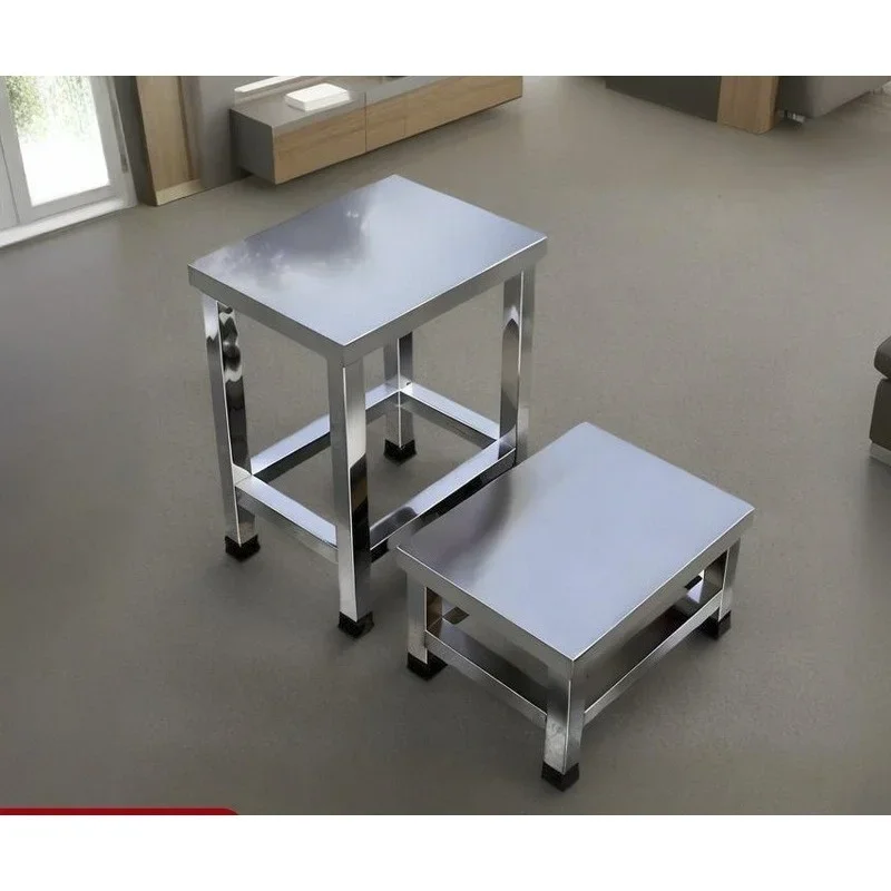 Stainless steel square stool, clean room shoe changing stool, thickened restaurant cafeteria stool