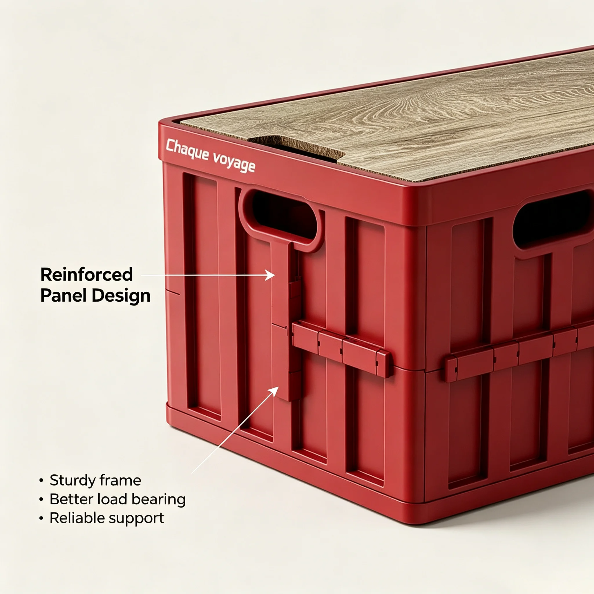 Outdoor Storage Box Folding With Wooden Lid for Camping Picnic Large Capacity Dust‑proof