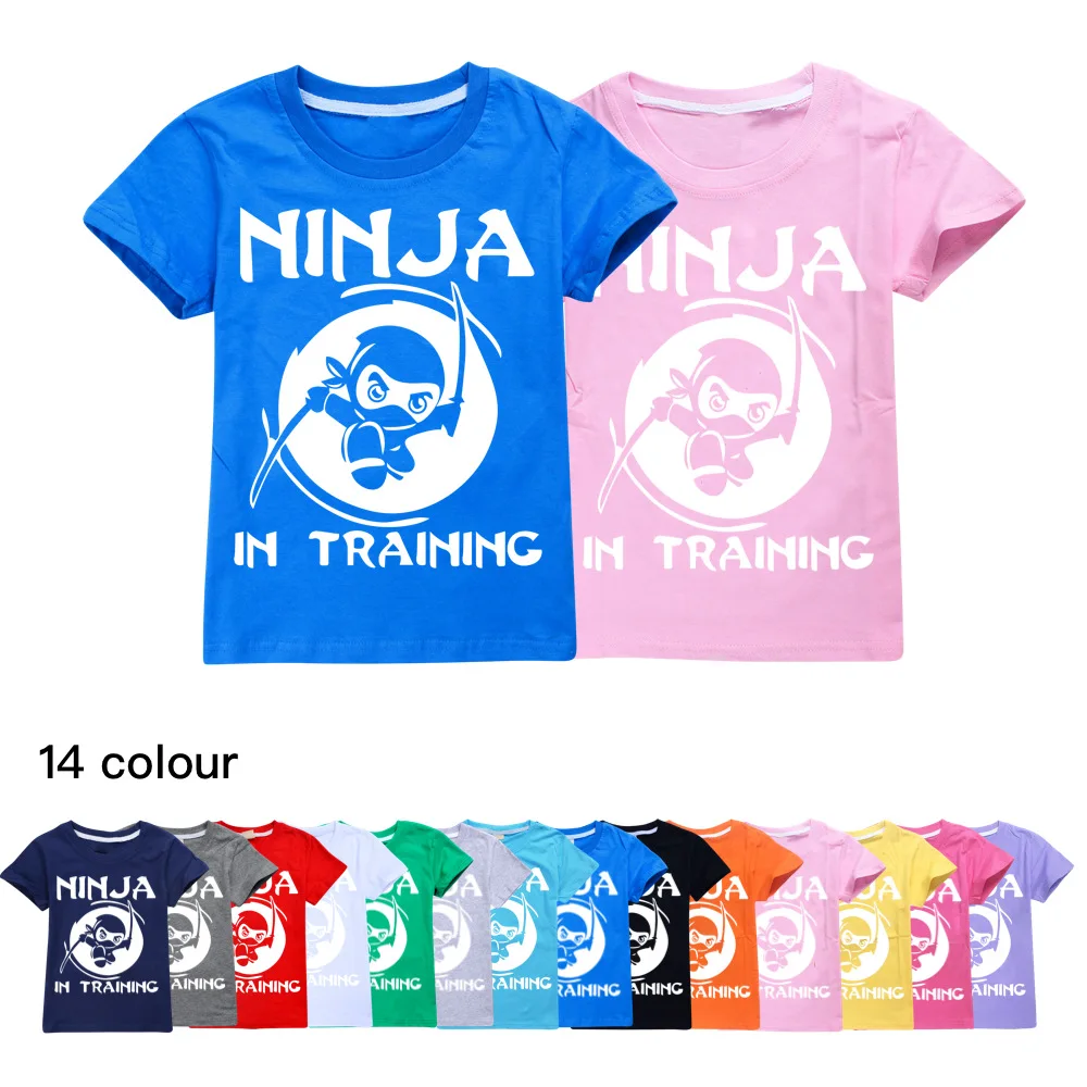 

New Ninja Kidz Kids Clothes Cotton Short-sleeved T-shirts Children Sweatshirt Cartoon Teenager Tops Boys Girls Tees Clothing