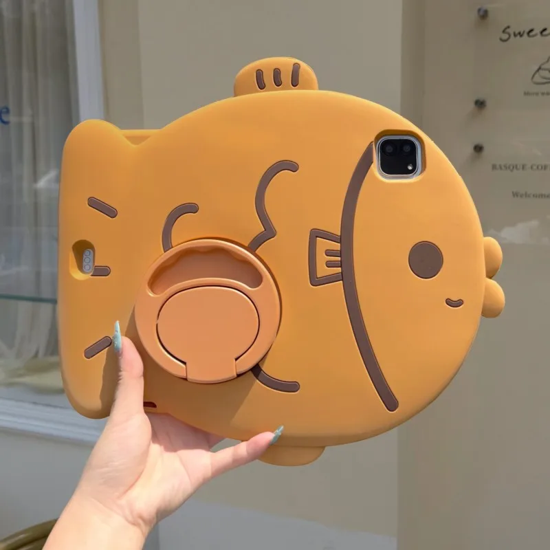 

Cute Cartoon Fish Tablet Case Kids Silicone 360 Rotating Stand for iPad Mini 6 7 8.3 iPad 5 6 2017 2018 Air1 2 Pro 9.7Inch Cover