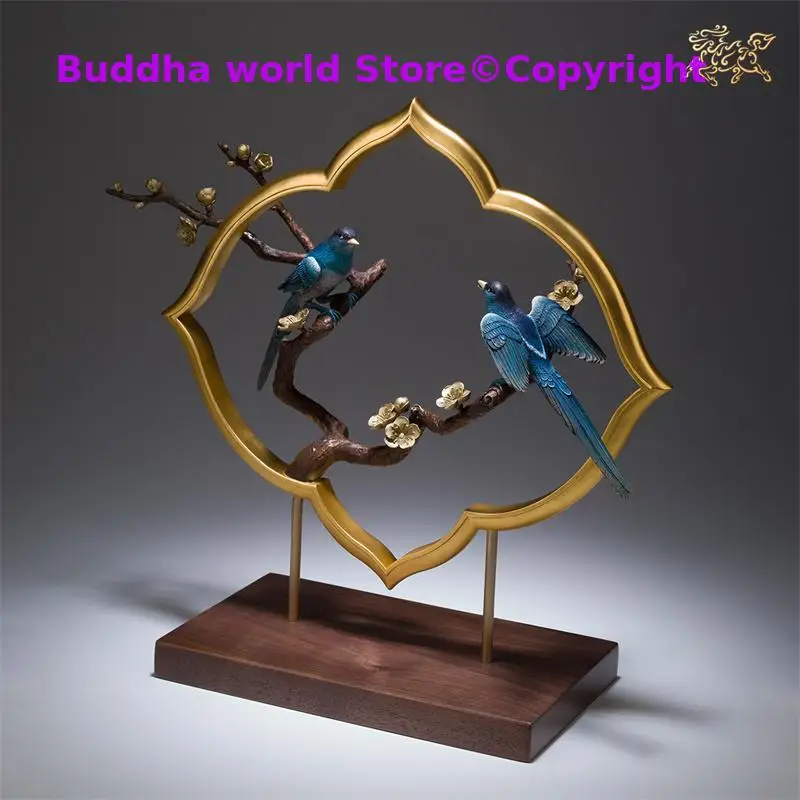 Asia High grade decoration Handmade color COPPER Sculpture Art statue SHUANG XI LIN MEN bring GOOD LUCK money business