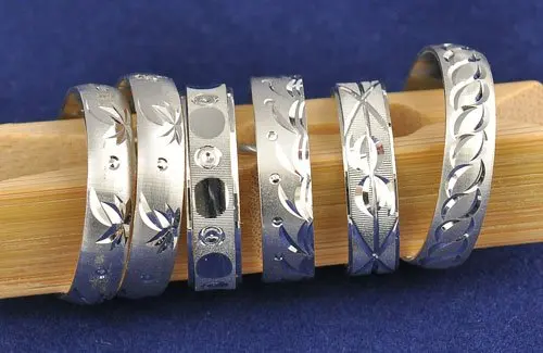 50pcs Wholesale 925 Sterling Silver Bands Rings for Women Men Chinese Stylish Carving Flower Design Jewelry Cheap