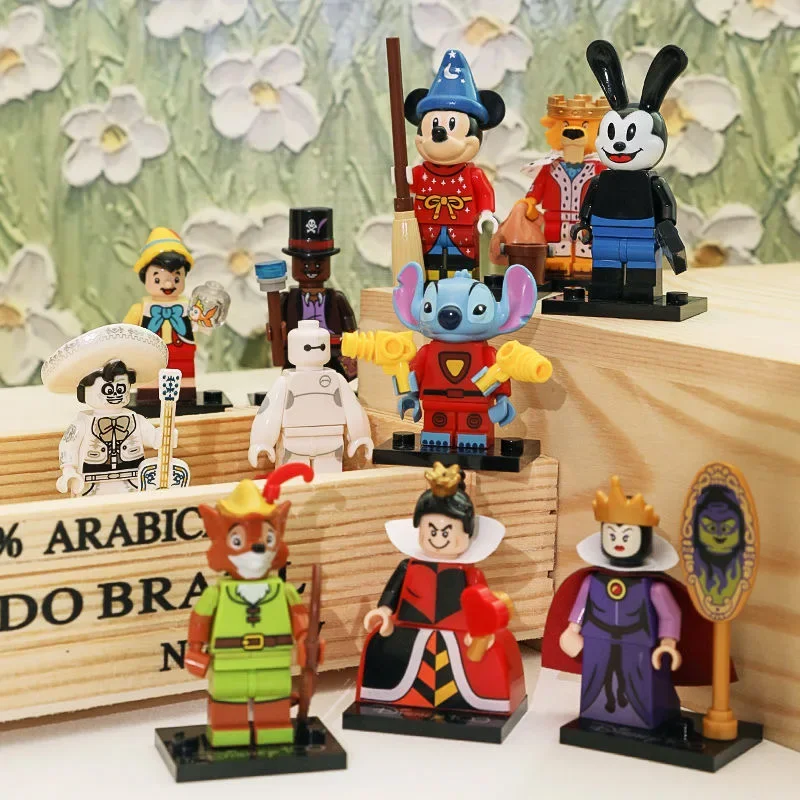 MINISO Disney 2024 nowy kompatybilny z osiemnastoma minifigurkami z serii 100 71038 klocków do prezenty świąteczne dla dzieci