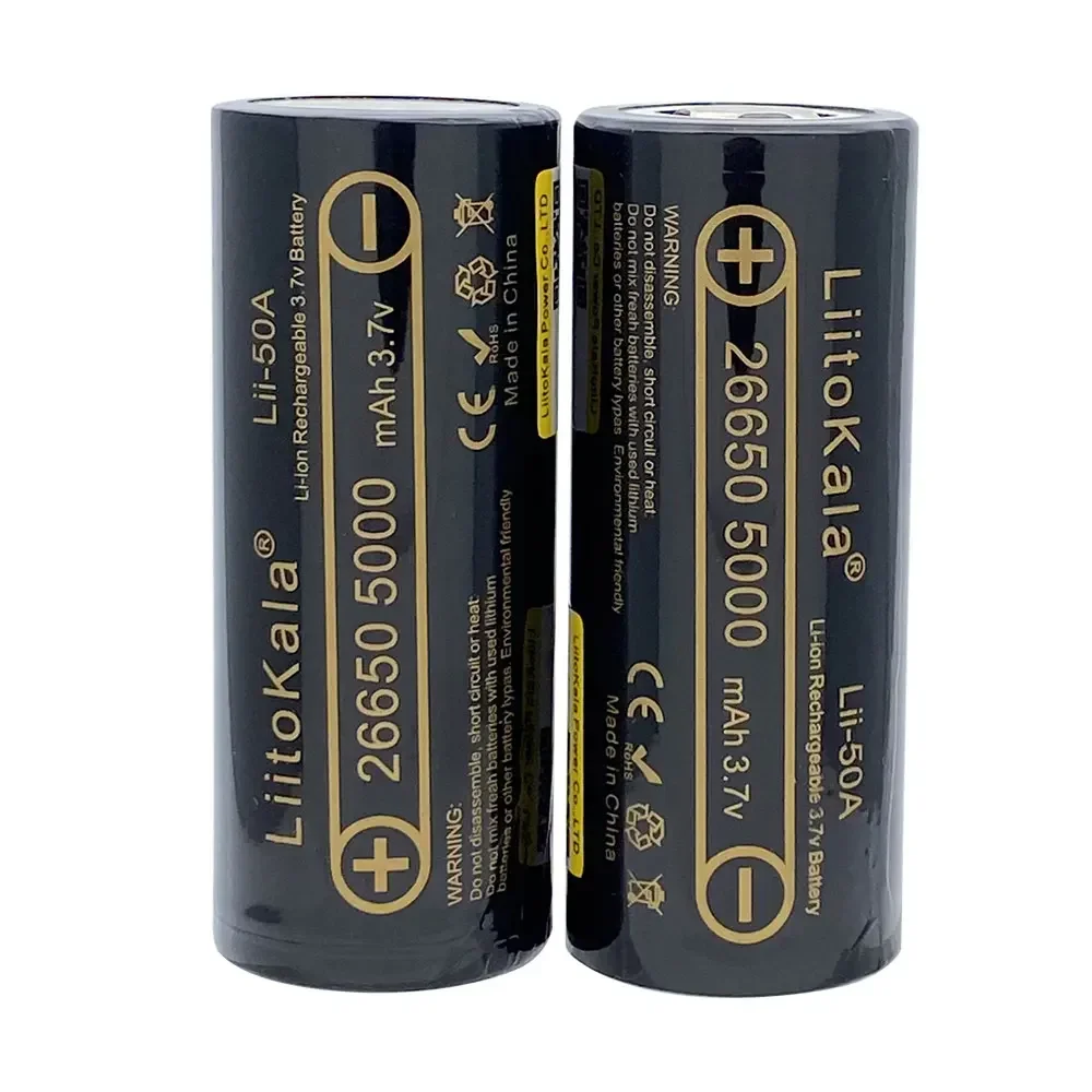 1-10 SZT. LiitoKala Lii-50A 26650 5000mAh Bateria Litowa 3.7V 5000mAh 26650-50A Akumulator Odpowiedni do Latarki — zdjęcie produktu 5