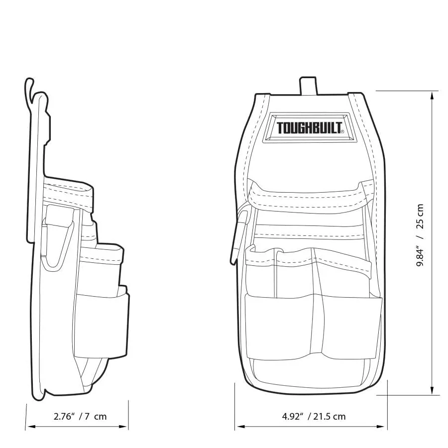 TOUGHBUILT Organizer Pouch Can Fits Over Pants or Belt Heavy Duty and Durable Tool Bag TB-222