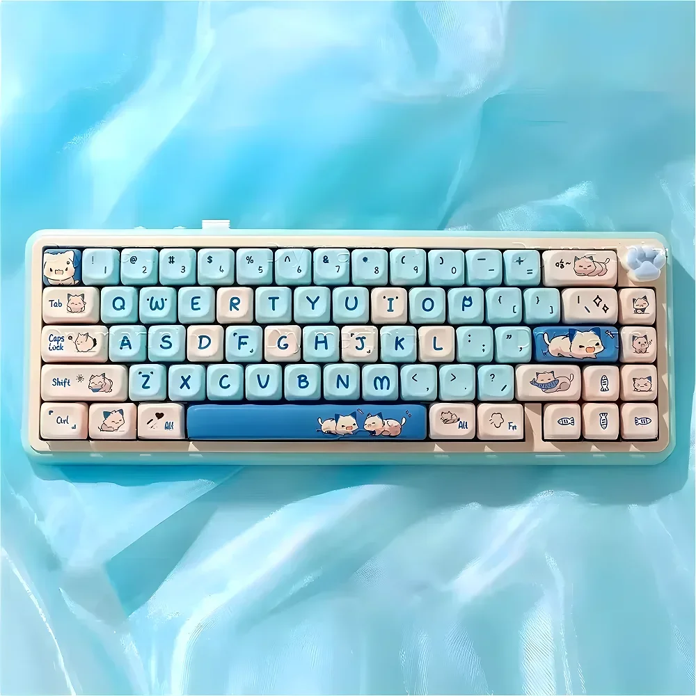 Angry Cat MOA Keycaps PBT Heat-sublimation 142 Keys Cute for MX Switch 60/84/90/104/108 Layout Mechanical Keyboards