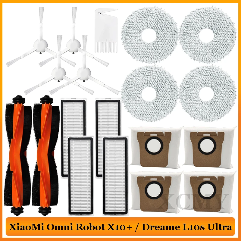 For XiaoMi Mijia Omni Robot X10+ / Dreame S10 Pro / Dreame L10s Ultra Robot Vacuum Spare Parts Main Side Brush Hepa Filter Mop