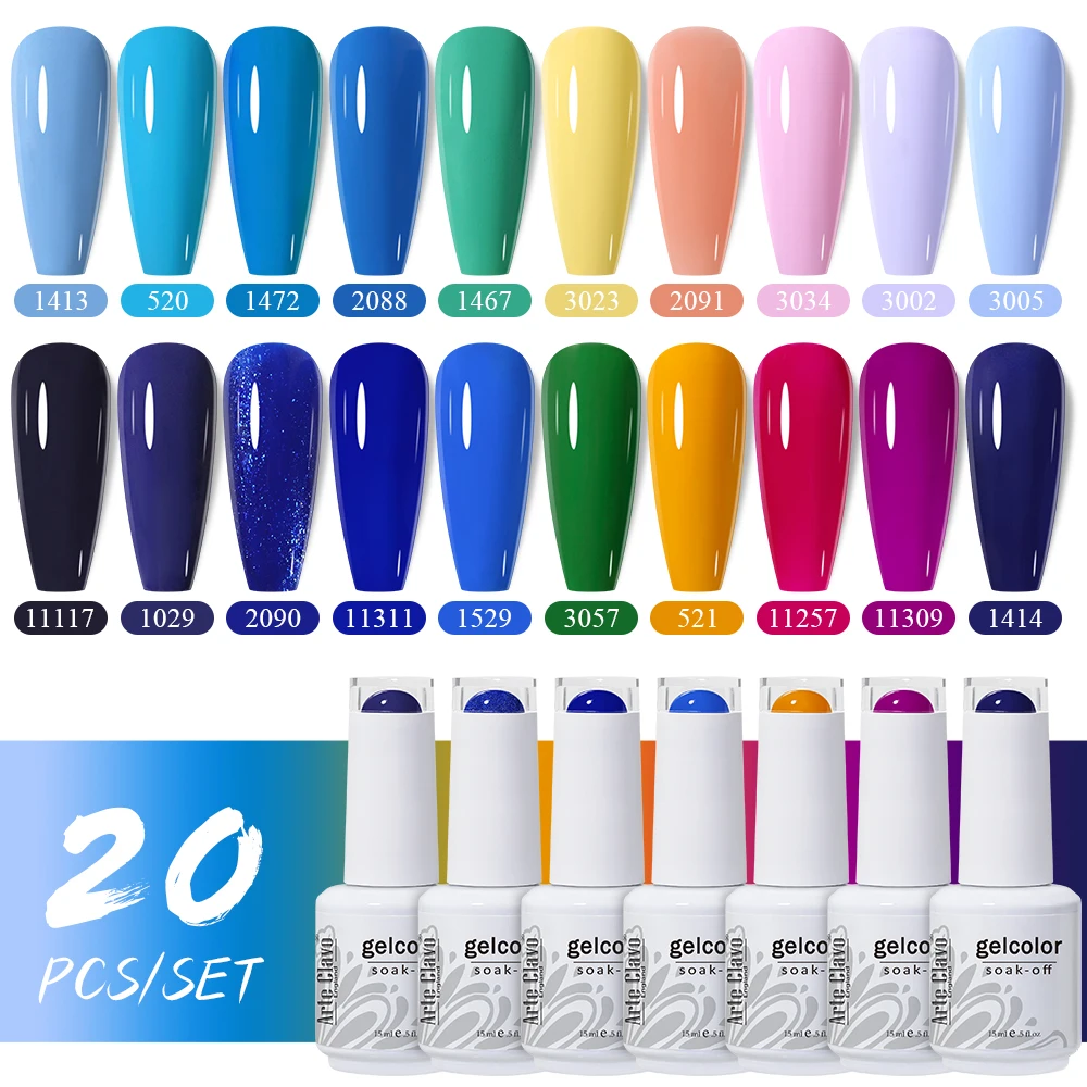 Arte Clavo 20pcs/Set 15ml UV Gel Nail Polish Color Series Gel Nails Art Hybrid Soak Off Top Gel Lacquer Lakiery Hybrydowe Vernis