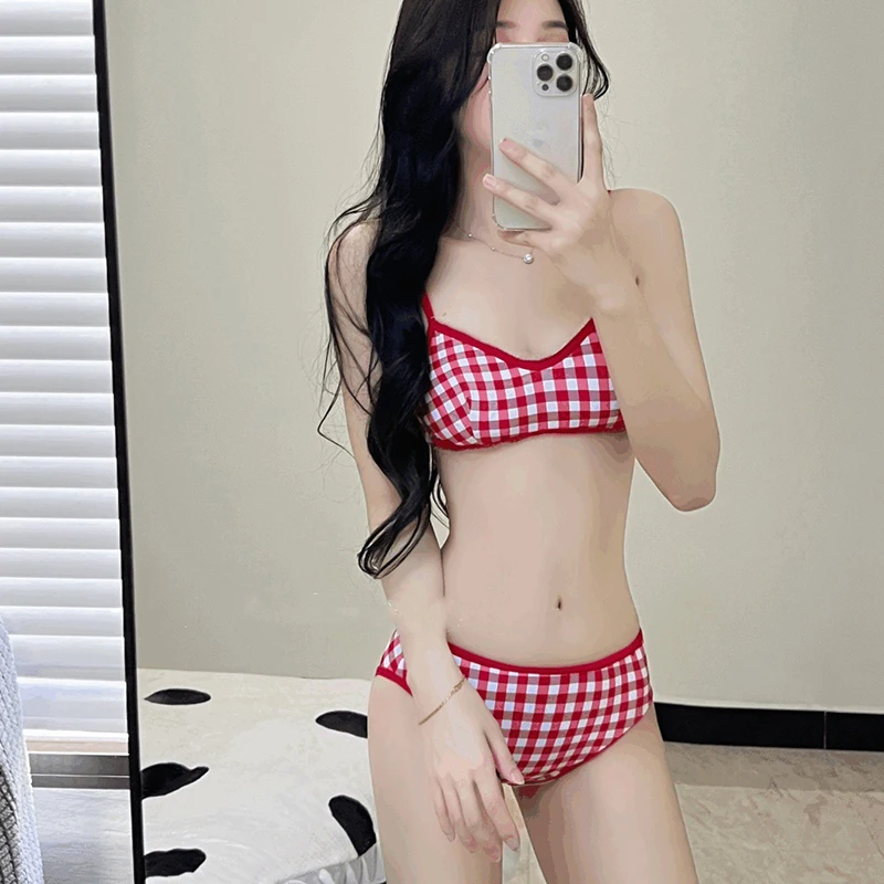 Damen Y2K Bikini Set Dopamin Dressing Zweiteilige Badebekleidung mit Cover-Up Pure Sexy Badeanzug Sommer Beachwear Schwimmkleid