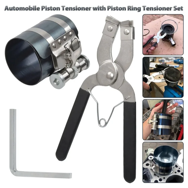 3 Inch Adjustable Piston Ring Compressor Kit With Pliers Auto Engine Installer Clamp Tool For Car Repair Maintenance 53-175mm